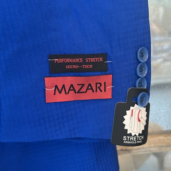 Mazari Royal Blue Vested 3 Piece Suit 50x44 - Picture 4 of 10